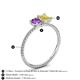 4 - Elyse 6.00 mm Cushion Shape Amethyst and 7x5 mm Emerald Shape Lab Created Yellow Sapphire 2 Stone Duo Ring 