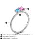 4 - Elyse 6.00 mm Cushion Shape Blue Topaz and 7x5 mm Emerald Shape Lab Created Pink Sapphire 2 Stone Duo Ring 