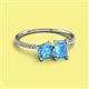 2 - Elyse 6.00 mm Cushion Shape and 7x5 mm Emerald Shape Blue Topaz 2 Stone Duo Ring 