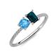 3 - Elyse 6.00 mm Cushion Shape Blue Topaz and 7x5 mm Emerald Shape London Blue Topaz 2 Stone Duo Ring 