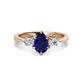 1 - Naomi 9x7 mm Pear Shape Blue Sapphire and Lab Grown Diamond Three Stone Engagement Ring 