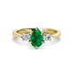 1 - Naomi 9x7 mm Pear Shape Emerald and Lab Grown Diamond Three Stone Engagement Ring 