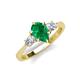4 - Naomi 9x7 mm Pear Shape Emerald and Lab Grown Diamond Three Stone Engagement Ring 