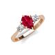 4 - Naomi 9x7 mm Pear Shape Ruby and Lab Grown Diamond Three Stone Engagement Ring 