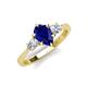 4 - Naomi 9x7 mm Pear Shape Blue Sapphire and Lab Grown Diamond Three Stone Engagement Ring 