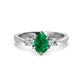 1 - Naomi 9x7 mm Pear Shape Emerald and Lab Grown Diamond Three Stone Engagement Ring 