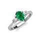4 - Naomi 9x7 mm Pear Shape Emerald and Lab Grown Diamond Three Stone Engagement Ring 