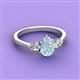 3 - Naomi 9x6 mm Pear Shape Aquamarine and Lab Grown Diamond Three Stone Engagement Ring 