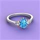 3 - Naomi 9x6 mm Pear Shape Blue Topaz and Lab Grown Diamond Three Stone Engagement Ring 