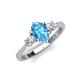 4 - Naomi 9x6 mm Pear Shape Blue Topaz and Lab Grown Diamond Three Stone Engagement Ring 