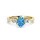 1 - Naomi 9x6 mm Pear Shape Blue Topaz and Lab Grown Diamond Three Stone Engagement Ring 