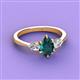 3 - Naomi 9x6 mm Pear Shape London Blue Topaz and Lab Grown Diamond Three Stone Engagement Ring 