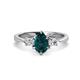 1 - Naomi 9x6 mm Pear Shape London Blue Topaz and Lab Grown Diamond Three Stone Engagement Ring 