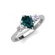 4 - Naomi 9x6 mm Pear Shape London Blue Topaz and Lab Grown Diamond Three Stone Engagement Ring 