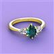 3 - Naomi 9x6 mm Pear Shape London Blue Topaz and Lab Grown Diamond Three Stone Engagement Ring 