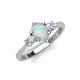 4 - Naomi 9x6 mm Pear Shape Opal and Lab Grown Diamond Three Stone Engagement Ring 