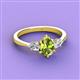 3 - Naomi 9x6 mm Pear Shape Peridot and Lab Grown Diamond Three Stone Engagement Ring 