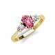 4 - Naomi 9x6 mm Pear Shape Pink Tourmaline and Lab Grown Diamond Three Stone Engagement Ring 