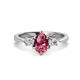 1 - Naomi 9x6 mm Pear Shape Pink Tourmaline and Lab Grown Diamond Three Stone Engagement Ring 