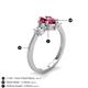 5 - Naomi 9x6 mm Pear Shape Pink Tourmaline and Lab Grown Diamond Three Stone Engagement Ring 