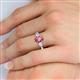 6 - Naomi 9x6 mm Pear Shape Pink Tourmaline and Lab Grown Diamond Three Stone Engagement Ring 