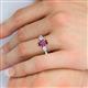 6 - Naomi 9x6 mm Pear Shape Rhodolite Garnet and Lab Grown Diamond Three Stone Engagement Ring 