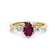 1 - Naomi 9x6 mm Pear Shape Rhodolite Garnet and Lab Grown Diamond Three Stone Engagement Ring 