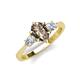4 - Naomi 9x6 mm Pear Shape Smoky Quartz and Lab Grown Diamond Three Stone Engagement Ring 