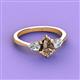 3 - Naomi 9x6 mm Pear Shape Smoky Quartz and Lab Grown Diamond Three Stone Engagement Ring 