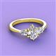3 - Naomi 9x6 mm Pear Shape Forever Brilliant Moissanite and Lab Grown Diamond Three Stone Engagement Ring 