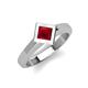 5 - Emilia 6.00 mm Princess Cut Lab Created Ruby Solitaire Engagement Ring 