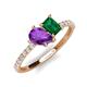 4 - Zahara 9x6 mm Pear Amethyst and 7x5 mm Emerald Cut Lab Created Emerald 2 Stone Duo Ring 