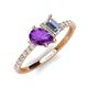 4 - Zahara 9x6 mm Pear Amethyst and 7x5 mm Emerald Cut Forever One Moissanite 2 Stone Duo Ring 