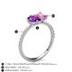 5 - Zahara 9x6 mm Pear Amethyst and 7x5 mm Emerald Cut Lab Created Pink Sapphire 2 Stone Duo Ring 