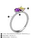 5 - Zahara 9x6 mm Pear Amethyst and 7x5 mm Emerald Cut Lab Created Yellow Sapphire 2 Stone Duo Ring 