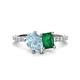 1 - Zahara 9x6 mm Pear Aquamarine and 7x5 mm Emerald Cut Lab Created Emerald 2 Stone Duo Ring 