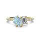 1 - Zahara 9x6 mm Pear Aquamarine and GIA Certified 7x5 mm Emerald Cut Diamond 2 Stone Duo Ring 