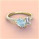 3 - Zahara 9x6 mm Pear Aquamarine and GIA Certified 7x5 mm Emerald Cut Diamond 2 Stone Duo Ring 