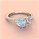 3 - Zahara 9x6 mm Pear Aquamarine and GIA Certified 7x5 mm Emerald Cut Diamond 2 Stone Duo Ring 