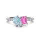 1 - Zahara 9x6 mm Pear Aquamarine and 7x5 mm Emerald Cut Lab Created Pink Sapphire 2 Stone Duo Ring 