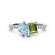 1 - Zahara 9x6 mm Pear Aquamarine and 7x5 mm Emerald Cut Peridot 2 Stone Duo Ring 