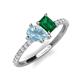 4 - Zahara 9x6 mm Pear Aquamarine and 7x5 mm Emerald Cut Lab Created Emerald 2 Stone Duo Ring 