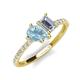 4 - Zahara 9x6 mm Pear Aquamarine and GIA Certified 7x5 mm Emerald Cut Diamond 2 Stone Duo Ring 