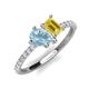 4 - Zahara 9x6 mm Pear Aquamarine and 7x5 mm Emerald Cut Lab Created Yellow Sapphire 2 Stone Duo Ring 
