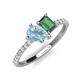 4 - Zahara 9x6 mm Pear Aquamarine and 7x5 mm Emerald Cut Lab Created Alexandrite 2 Stone Duo Ring 