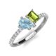 4 - Zahara 9x6 mm Pear Aquamarine and 7x5 mm Emerald Cut Peridot 2 Stone Duo Ring 