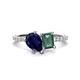 1 - Zahara 9x7 mm Pear Blue Sapphire and 7x5 mm Emerald Cut Lab Created Alexandrite 2 Stone Duo Ring 