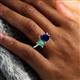 2 - Zahara 9x7 mm Pear Blue Sapphire and 7x5 mm Emerald Cut Lab Created Alexandrite 2 Stone Duo Ring 