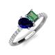 4 - Zahara 9x7 mm Pear Blue Sapphire and 7x5 mm Emerald Cut Lab Created Alexandrite 2 Stone Duo Ring 