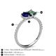 5 - Zahara 9x7 mm Pear Blue Sapphire and 7x5 mm Emerald Cut Lab Created Alexandrite 2 Stone Duo Ring 